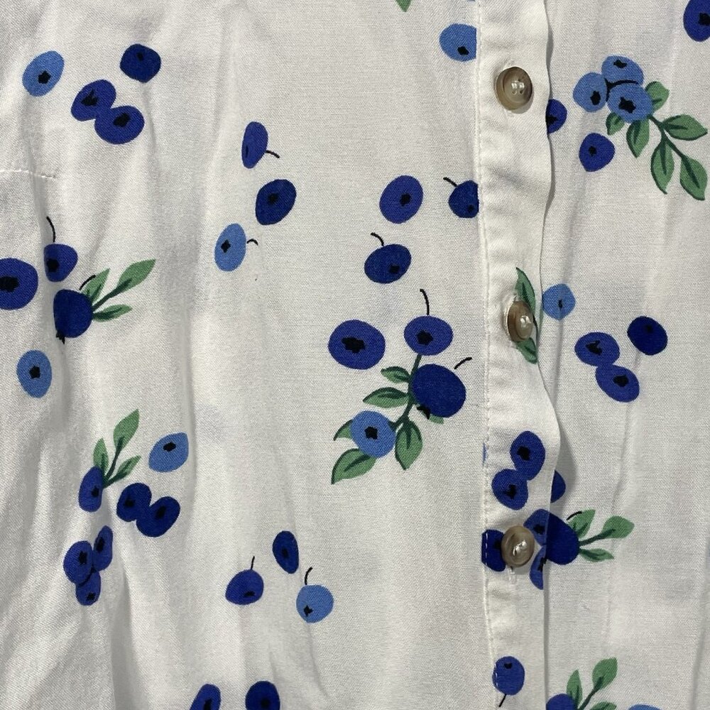Anthropologie MAEVE Blithe Button Up Shirt Blueberry Print Tie Sleeves Sz 4 - Picture 6 of 10